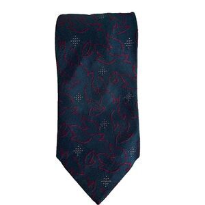 Britches of Georgetowne Slim Silk Tie - Geometric Pattern Green Maroon Vintage